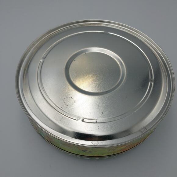 Round Metal Candy Cookie Treat Tin Bunny Flowers Chicks Spring Easter 6.5" - Picture 2 of 3